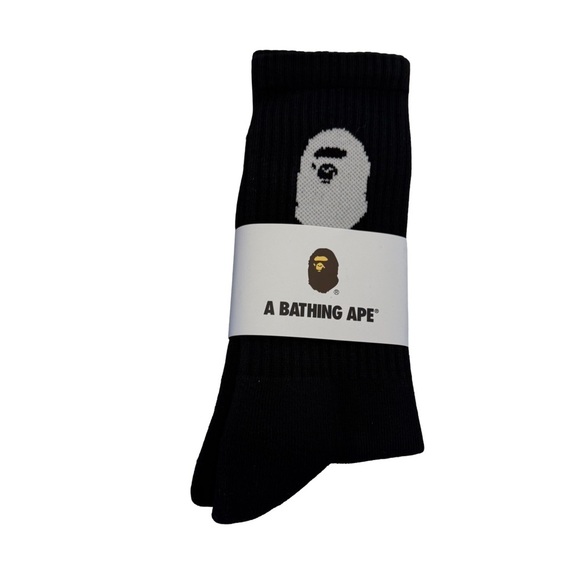 A Bathing Ape BAPE Men's APE HEAD SOCKS Black Bape Size L NWT - Picture 2 of 7